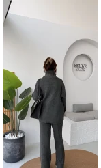 Delaney Boğazlı Triko Hırka Takım - Antrasit