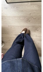 Denim Deri Kuşaklı Takım