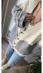 Denim Detay Krem Hırka