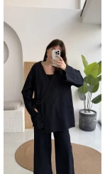 Denim Kimona Takım - Lacivert - Kod: 8639