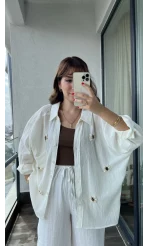 Deniz Kabuklu Beyaz Gömlek