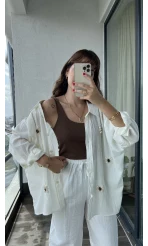 Deniz Kabuklu Beyaz Gömlek