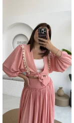 Deniz Kabuklu Etek Takım Pembe