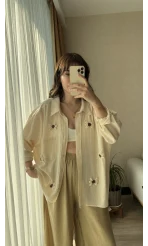 Deniz Kabuklu Krem Gömlek