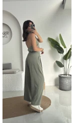 Derpy Sıfır Kol Boyundan Geçmeli Bluz - Yeşil - 5354