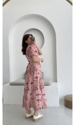 Desenli Elbise Pembe - 3033