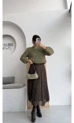 Desenli Kırışık Görünümlü Etek