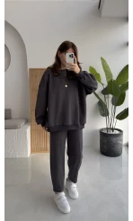 Devin Sweatshirt Eşofman Takımı - Antrasit - Kod: 25602