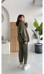 Devin Sweatshirt Eşofman Takımı - Haki - Kod: 25602