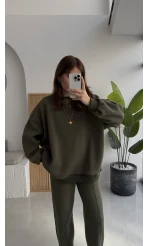 Devin Sweatshirt Eşofman Takımı - Haki - Kod: 25602