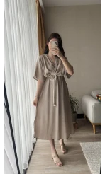 Diana V Yaka Kemerli Vizon Elbise