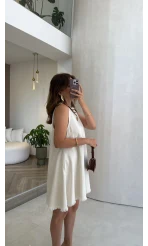 Dilvin Denim Elbise - Beyaz - Kod: 91511