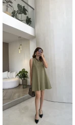 Dilvin Denim Elbise - Haki - Kod: 91511