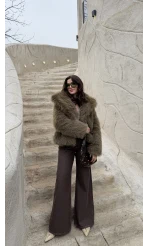 Dilvin Yüksek Bel Denim Jean Pantolon - Kahverengi