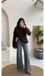 Dilvin Yüksel Bel Mavi Denim Jean Pantolon