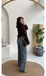 Dilvin Yüksel Bel Mavi Denim Jean Pantolon