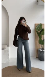 Dilvin Yüksel Bel Mavi Denim Jean Pantolon