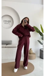 Diva Modal Gömlek Pantolon Takım Bordo