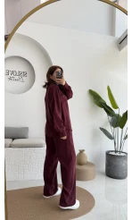 Diva Modal Gömlek Pantolon Takım Bordo