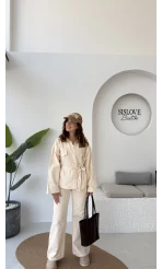 Dixie Premium Kuşaklı Gabardin Takım - Taş