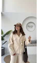 Dixie Premium Kuşaklı Gabardin Takım - Taş