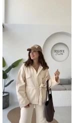 Dixie Premium Kuşaklı Gabardin Takım - Taş