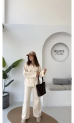 Dixie Premium Kuşaklı Gabardin Takım - Taş