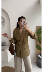 Dolph Kemer Detay Blazer Ceket - Haki - Kod: 4162