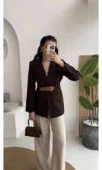 Dolph Kemer Detay Blazer Ceket - Kahverengi - Kod: 4162