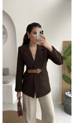 Dolph Kemer Detay Blazer Ceket - Kahverengi - Kod: 4162