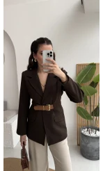 Dolph Kemer Detay Blazer Ceket - Kahverengi - Kod: 4162