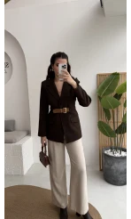 Dolph Kemer Detay Blazer Ceket - Kahverengi - Kod: 4162