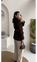 Dolph Kemer Detay Blazer Ceket - Kahverengi - Kod: 4162