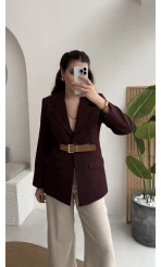 Dolph Kemer Detay Blazer Ceket - Mürdüm - Kod: 4162