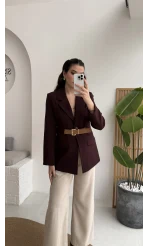 Dolph Kemer Detay Blazer Ceket - Mürdüm - Kod: 4162