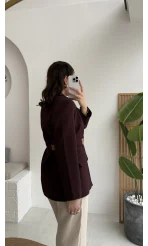 Dolph Kemer Detay Blazer Ceket - Mürdüm - Kod: 4162