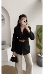 Dolph Kemer Detay Blazer Ceket - Siyah - Kod: 4162