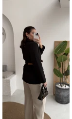 Dolph Kemer Detay Blazer Ceket - Siyah - Kod: 4162