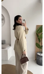 Dolph Kemer Detay Blazer Ceket - Taş - Kod: 4162