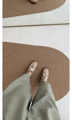 Düğme Detay Keten Pantolon - Çağla Yeşili - 50976