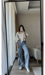 Düşük Bel Detaylı Jean