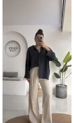 Düşük Omuzlu Modal Gömlek - Antrasit - 5050