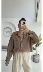 Düşük Omuzlu Modal Gömlek - Vizon - 5050