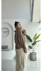 Düşük Omuzlu Modal Gömlek - Vizon - 5050