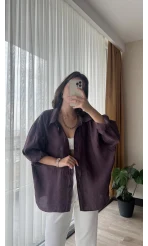 Mürdüm Oversize Tensel Gömlek Kod: 4612