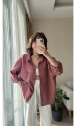Tarçın Oversize Tensel Gömlek Kod: 4612