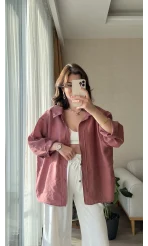 Tarçın Oversize Tensel Gömlek Kod: 4612