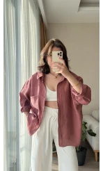 Tarçın Oversize Tensel Gömlek Kod: 4612