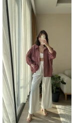 Tarçın Oversize Tensel Gömlek Kod: 4612