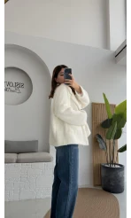 Dyla Yumoş Ceket - Beyaz - Kod: 7008